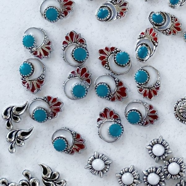 Bijoux vintage | Lune rouge et bleu